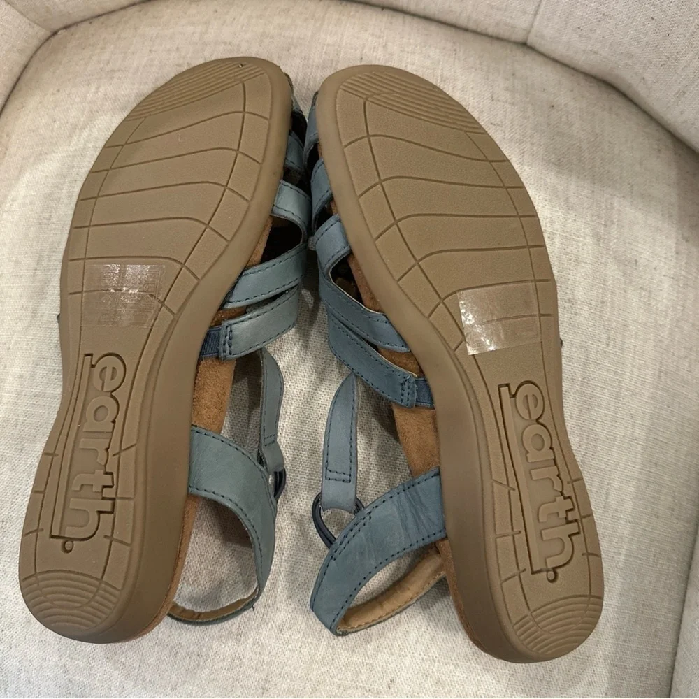 Earth Origins Berri Sandals Women's 6.5 Blue Sling Back Hippie Comfort Bohemian